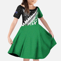 New Zealand And Ireland Rugby Custom Family Matching Tank Maxi Dress and Hawaiian Shirt Silver Fern With Celtic Cross