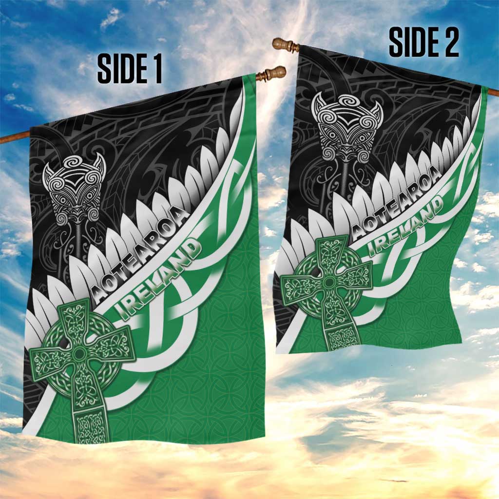 New Zealand And Ireland Rugby Garden Flag Silver Fern With Celtic Cross