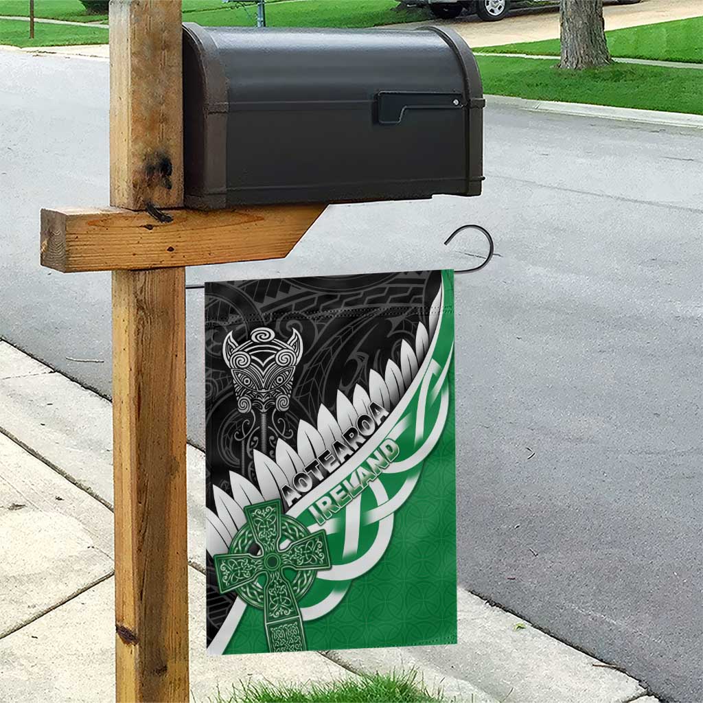 New Zealand And Ireland Rugby Garden Flag Silver Fern With Celtic Cross