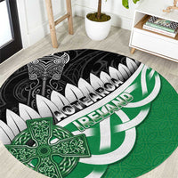 New Zealand And Ireland Rugby Round Carpet Silver Fern With Celtic Cross