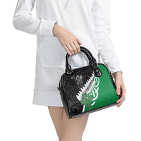New Zealand And Ireland Rugby Shoulder Handbag Silver Fern With Celtic Cross