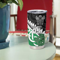 New Zealand And Ireland Rugby Custom Tumbler Cup Silver Fern With Celtic Cross