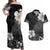 Hawaii Hibiscus With Black Polynesian Pattern Couples Matching Off Shoulder Maxi Dress and Hawaiian Shirt