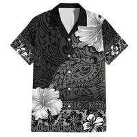 Hawaii Hibiscus With Black Polynesian Pattern Family Matching Long Sleeve Bodycon Dress and Hawaiian Shirt LT05 Dad's Shirt - Short Sleeve Black - Polynesian Pride