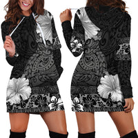 Hawaii Hibiscus With Black Polynesian Pattern Hoodie Dress