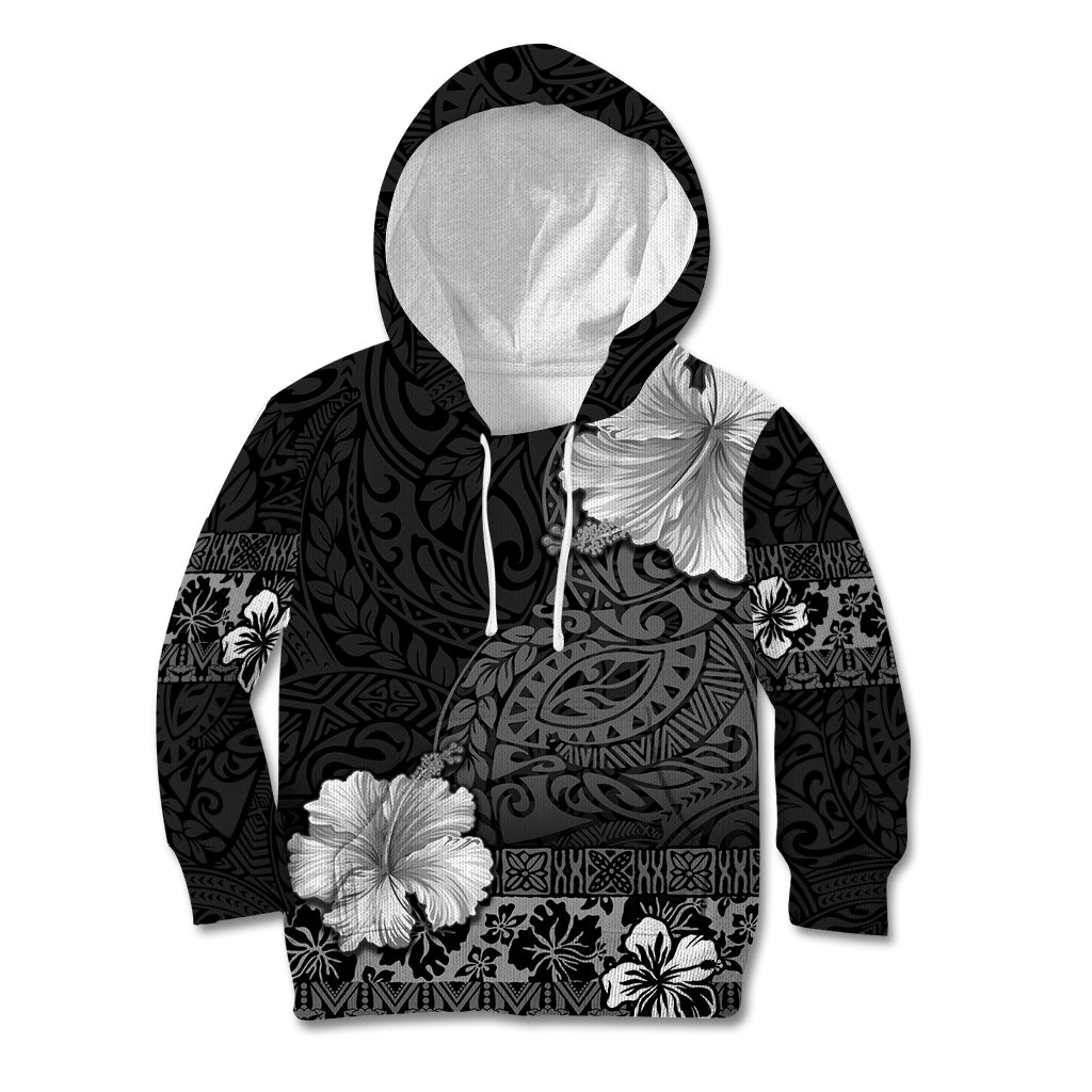 Hawaii Hibiscus With Black Polynesian Pattern Kid Hoodie