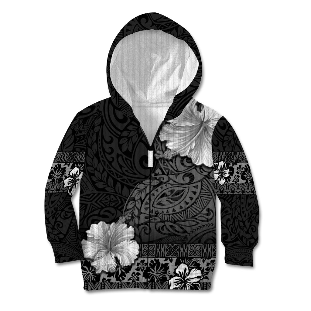 Hawaii Hibiscus With Black Polynesian Pattern Kid Hoodie