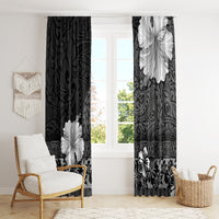 Hawaii Hibiscus With Black Polynesian Pattern Window Curtain