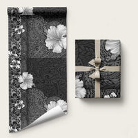 Hawaii Hibiscus With Black Polynesian Pattern Wrapping Paper - Polynesian Pride