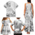 Hawaii Hibiscus With White Polynesian Pattern Family Matching Tank Maxi Dress and Hawaiian Shirt