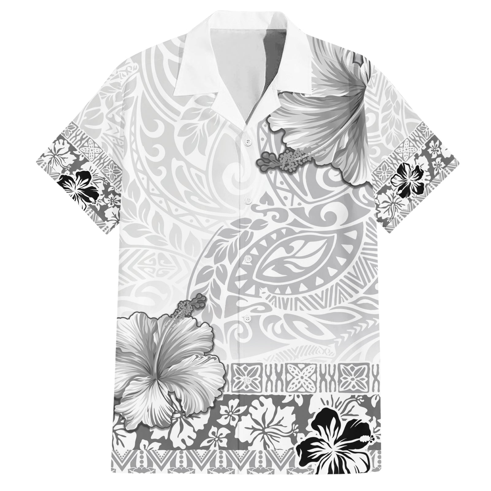 Hawaii Hibiscus With White Polynesian Pattern Hawaiian Shirt