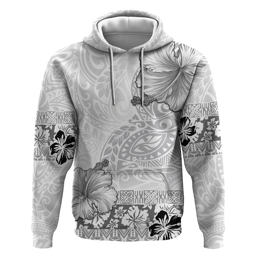 Hawaii Hibiscus With White Polynesian Pattern Hoodie