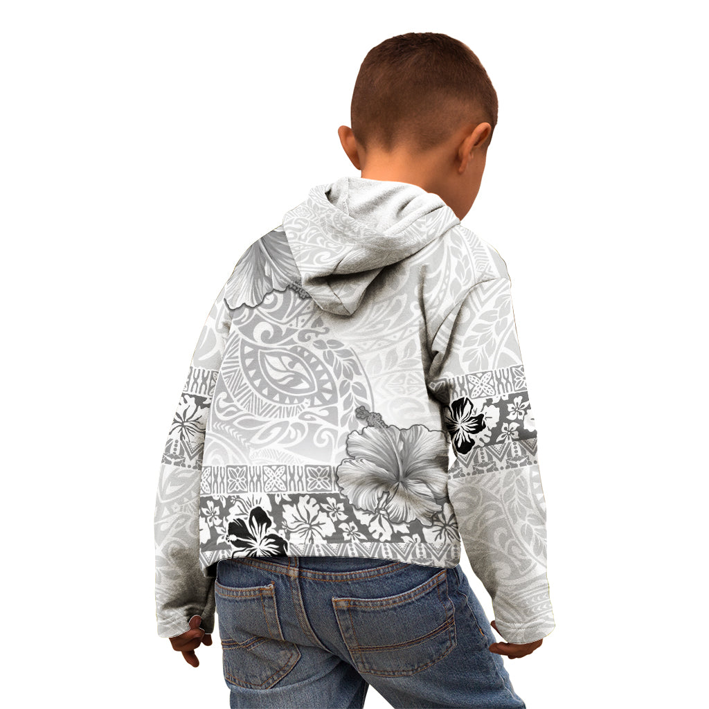 Hawaii Hibiscus With White Polynesian Pattern Kid Hoodie