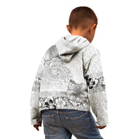 Hawaii Hibiscus With White Polynesian Pattern Kid Hoodie