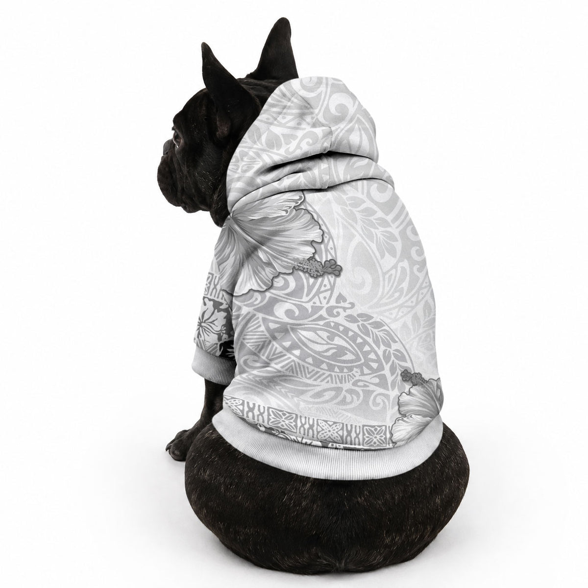 Hawaii Hibiscus With White Polynesian Pattern Pet Hoodie