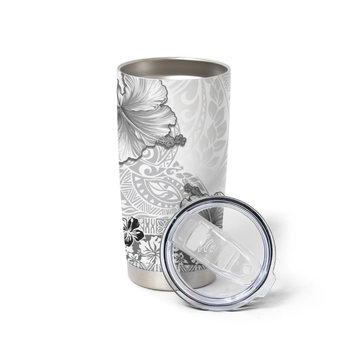 Hawaii Hibiscus With White Polynesian Pattern Tumbler Cup