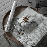 Hawaii Hibiscus With White Polynesian Pattern Wrapping Paper - Polynesian Pride