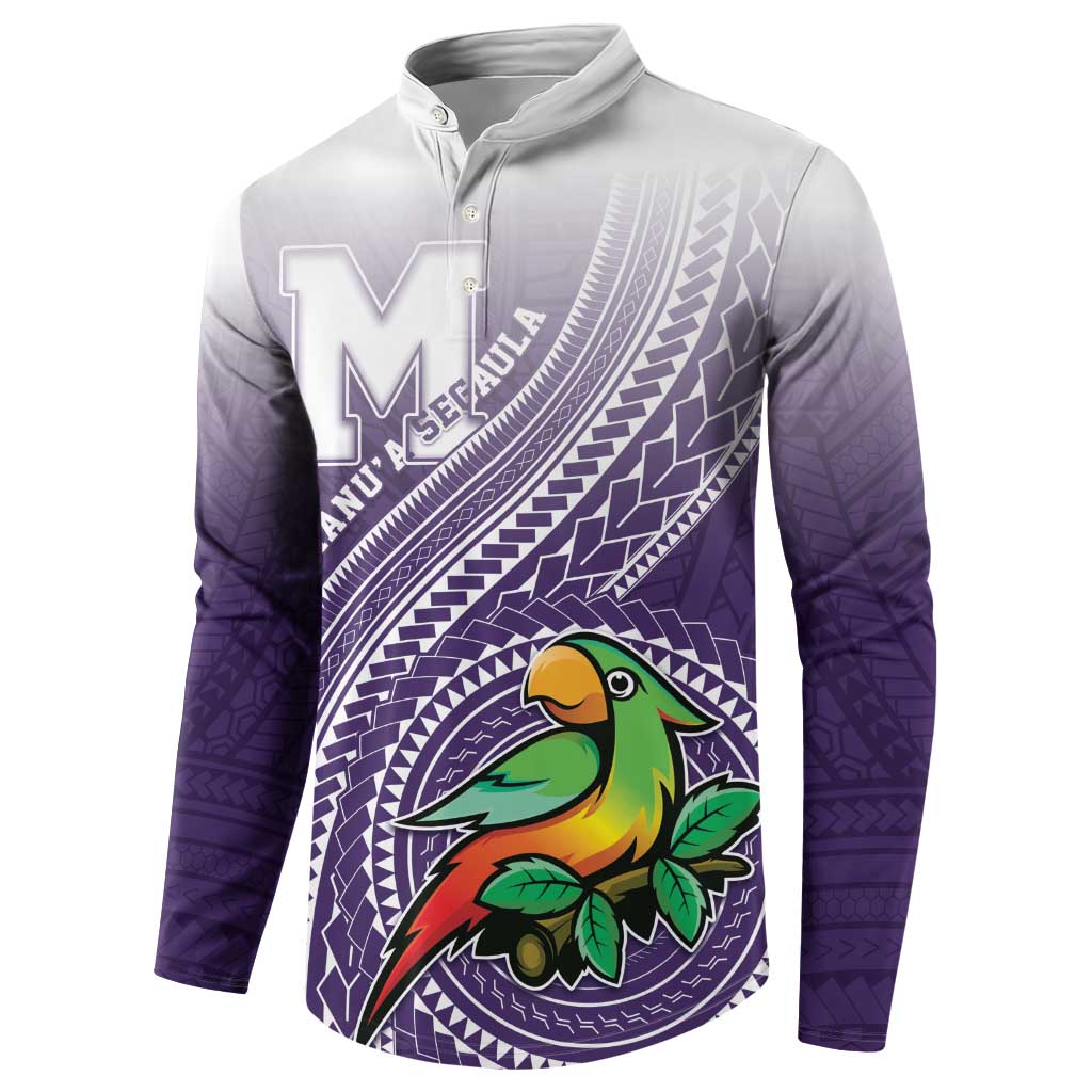 Personalized Manua High School Button Sweatshirt Polynesian Tribal Pattern