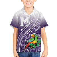 Personalized Manua High School Family Matching Off Shoulder Short Dress and Hawaiian Shirt Polynesian Tribal Pattern