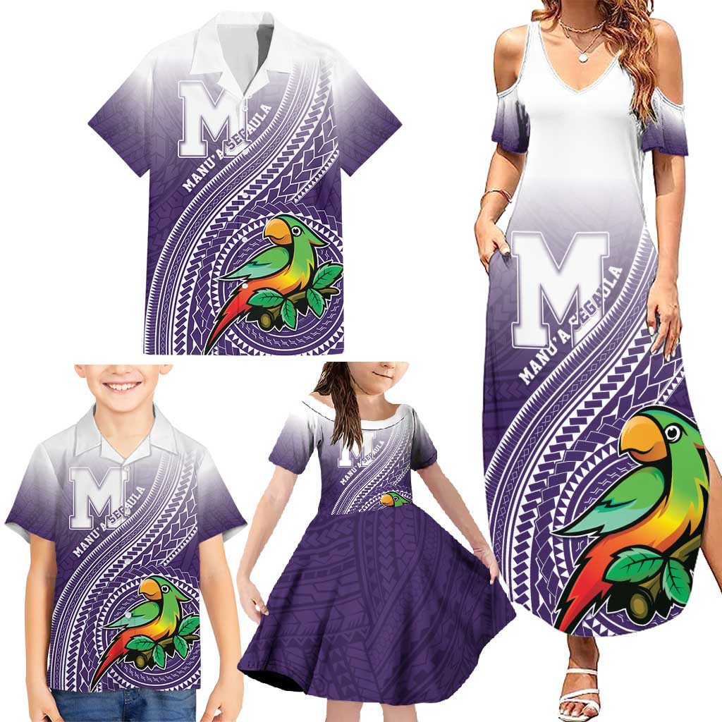 Personalized Manua High School Family Matching Summer Maxi Dress and Hawaiian Shirt Polynesian Tribal Pattern