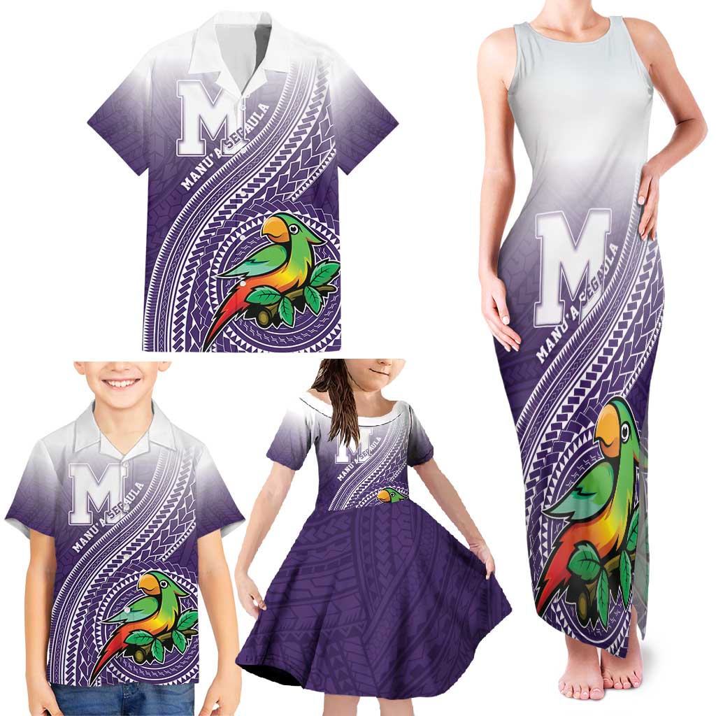 Personalized Manua High School Family Matching Tank Maxi Dress and Hawaiian Shirt Polynesian Tribal Pattern