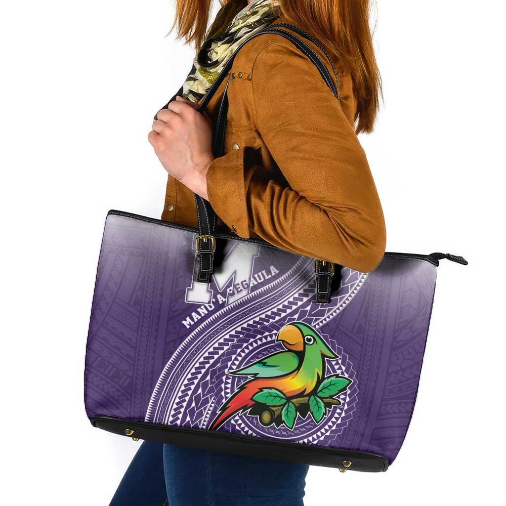 Manua High School Leather Tote Bag Polynesian Tribal Pattern