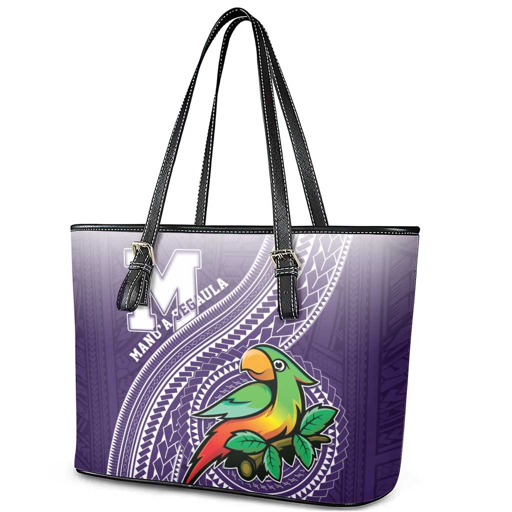 Manua High School Leather Tote Bag Polynesian Tribal Pattern