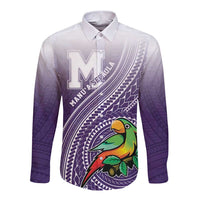 Personalized Manua High School Long Sleeve Button Shirt Polynesian Tribal Pattern