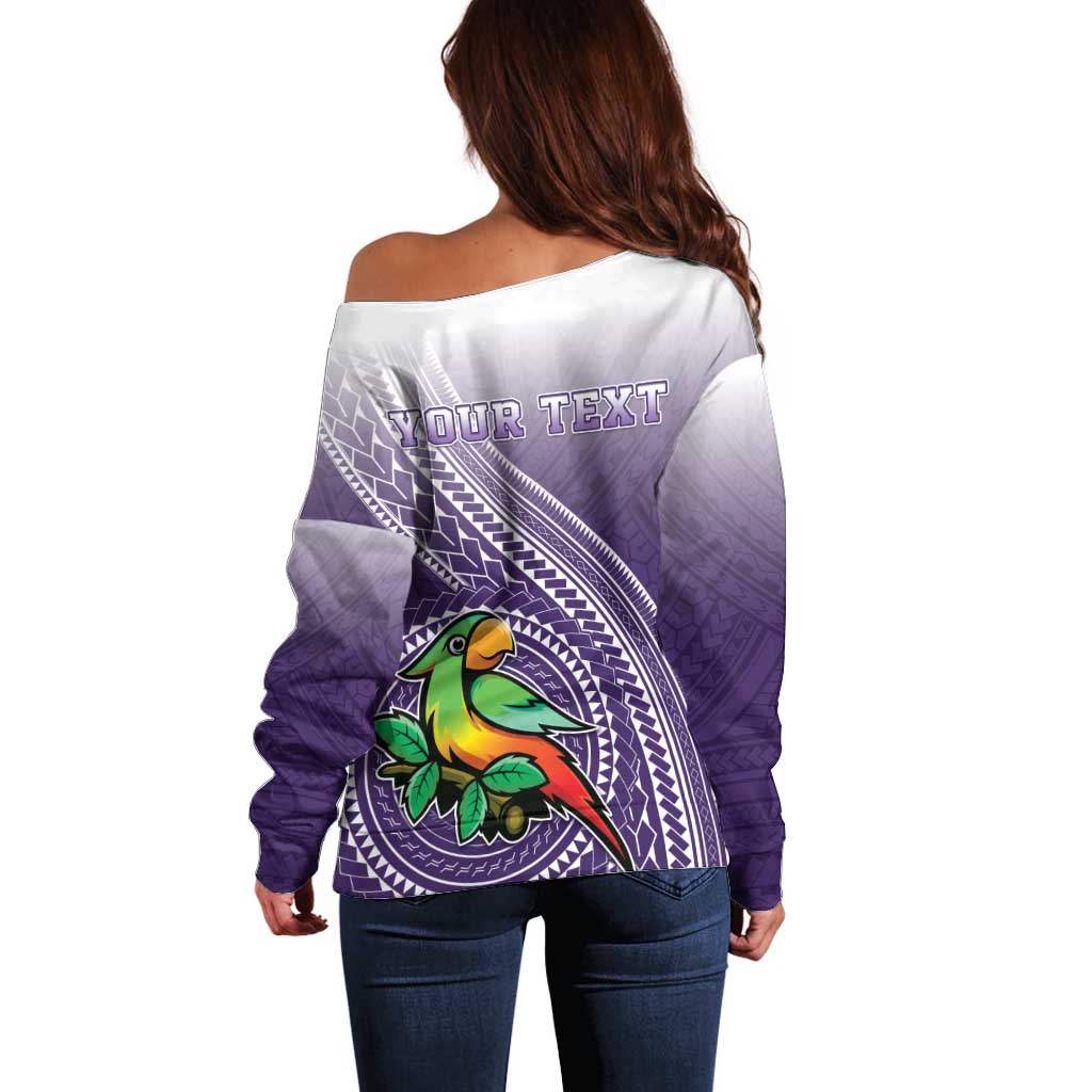 Personalized Manua High School Off Shoulder Sweater Polynesian Tribal Pattern