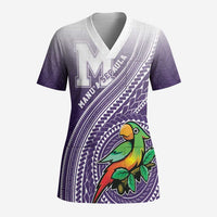 Personalized Manua High School Scrub Top Polynesian Tribal Pattern - Polynesian Pride