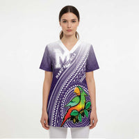 Personalized Manua High School Scrub Top Polynesian Tribal Pattern - Polynesian Pride