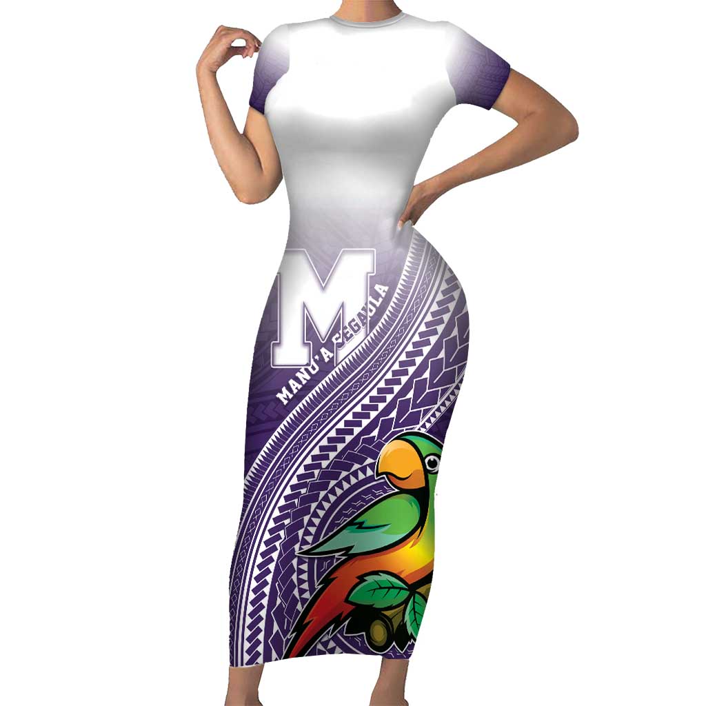 Personalized Manua High School Short Sleeve Bodycon Dress Polynesian Tribal Pattern
