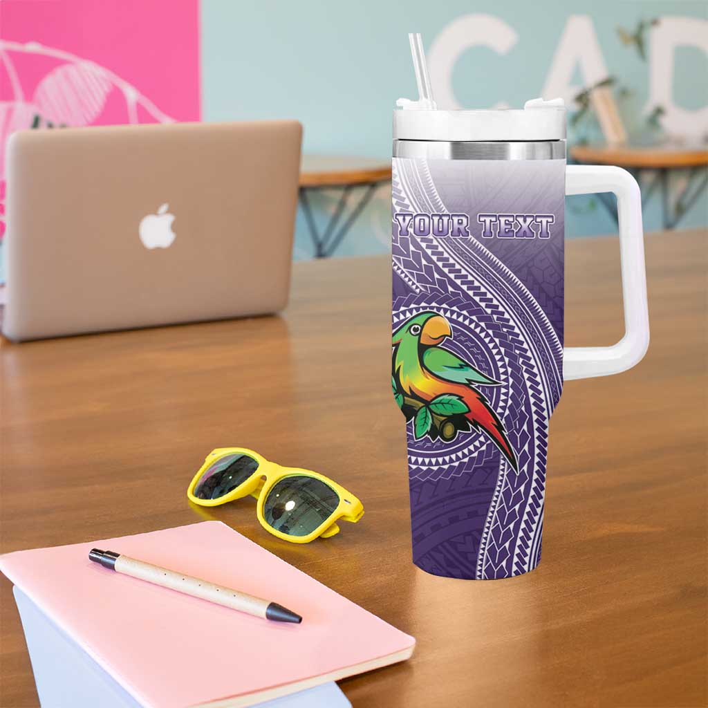 Personalized Manua High School Tumbler With Handle Polynesian Tribal Pattern
