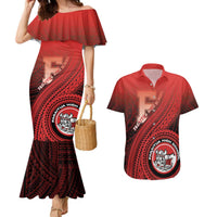 Personalized Fagaitua High School Couples Matching Mermaid Dress and Hawaiian Shirt Polynesian Tribal Pattern LT05 Red - Polynesian Pride
