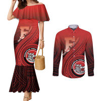 Personalized Fagaitua High School Couples Matching Mermaid Dress and Long Sleeve Button Shirt Polynesian Tribal Pattern