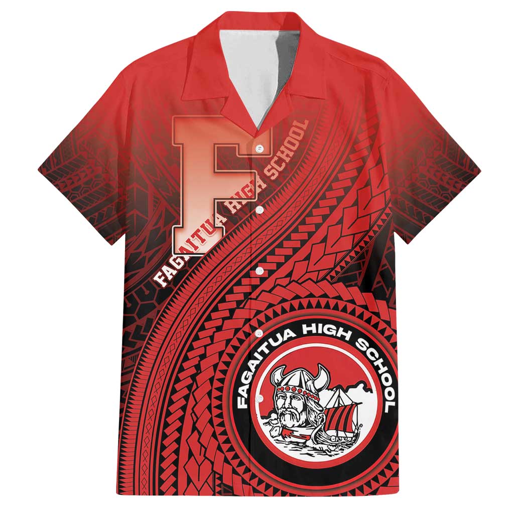 Personalized Fagaitua High School Family Matching Long Sleeve Bodycon Dress and Hawaiian Shirt Polynesian Tribal Pattern LT05 Dad's Shirt - Short Sleeve Red - Polynesian Pride