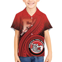 Personalized Fagaitua High School Family Matching Off Shoulder Short Dress and Hawaiian Shirt Polynesian Tribal Pattern