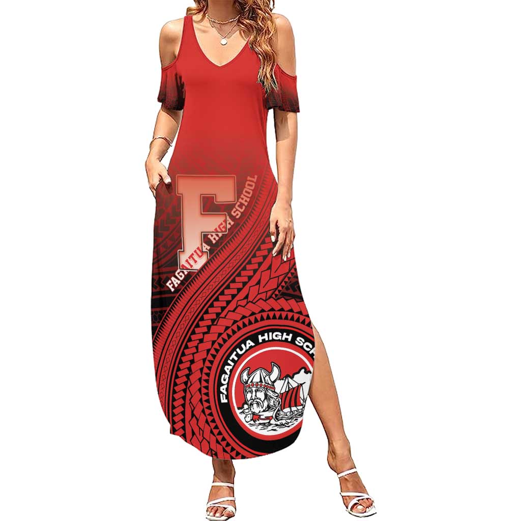 Personalized Fagaitua High School Family Matching Summer Maxi Dress and Hawaiian Shirt Polynesian Tribal Pattern