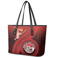 Fagaitua High School Leather Tote Bag Polynesian Tribal Pattern