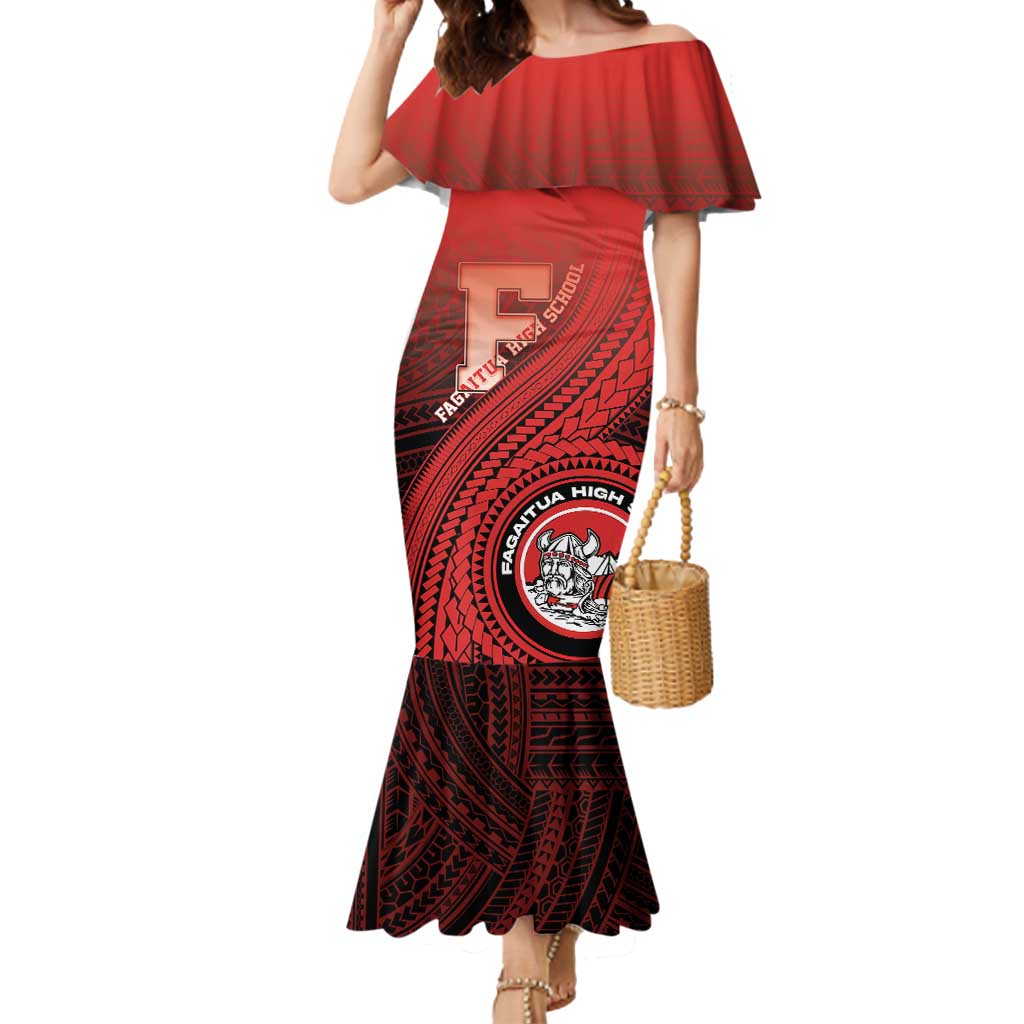 Personalized Fagaitua High School Mermaid Dress Polynesian Tribal Pattern LT05 Women Red - Polynesian Pride