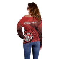 Personalized Fagaitua High School Off Shoulder Sweater Polynesian Tribal Pattern