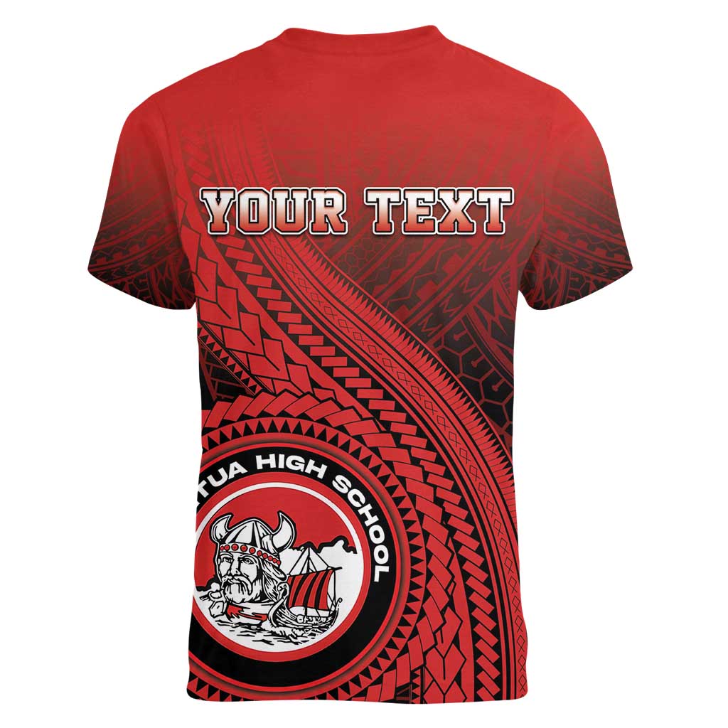 Personalized Fagaitua High School Women V-Neck T-Shirt Polynesian Tribal Pattern LT05 - Polynesian Pride