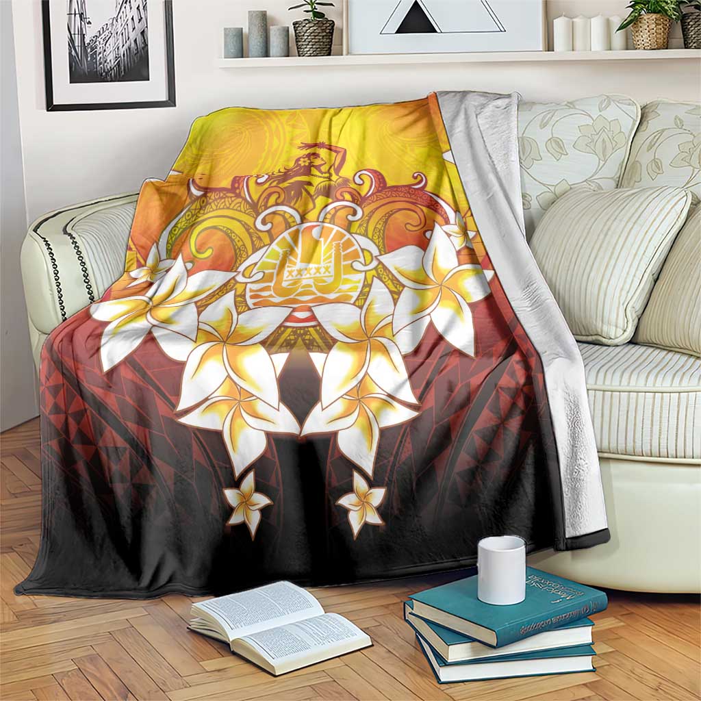 Tahiti Heiva Festival Blanket Tahitian Vahine Plumeria Flowers