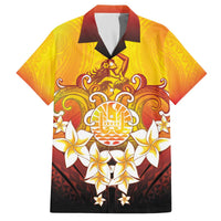 Tahiti Heiva Festival Family Matching Off The Shoulder Long Sleeve Dress and Hawaiian Shirt Tahitian Vahine Plumeria Flowers