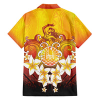 Tahiti Heiva Festival Family Matching Off The Shoulder Long Sleeve Dress and Hawaiian Shirt Tahitian Vahine Plumeria Flowers