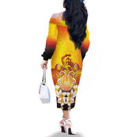 Tahiti Heiva Festival Family Matching Off The Shoulder Long Sleeve Dress and Hawaiian Shirt Tahitian Vahine Plumeria Flowers