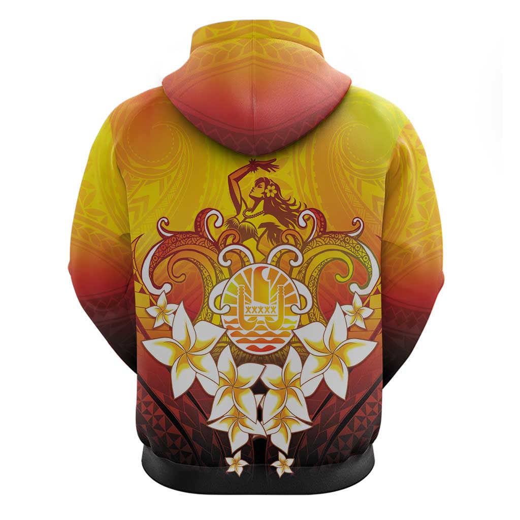 Tahiti Heiva Festival Hoodie Tahitian Vahine Plumeria Flowers