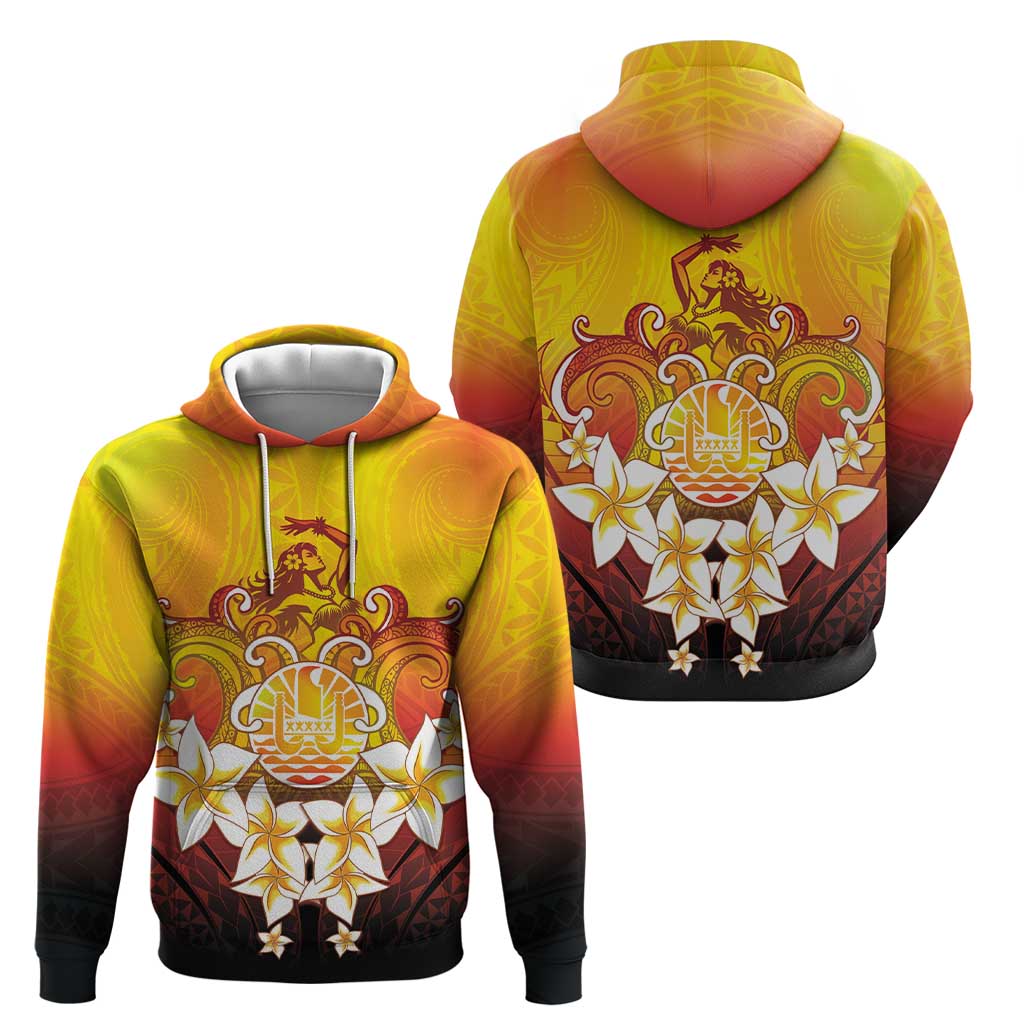 Tahiti Heiva Festival Hoodie Tahitian Vahine Plumeria Flowers
