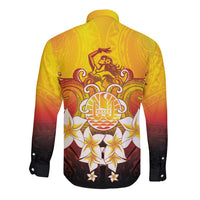Tahiti Heiva Festival Long Sleeve Button Shirt Tahitian Vahine Plumeria Flowers LT05 - Polynesian Pride