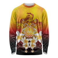 Tahiti Heiva Festival Long Sleeve Shirt Tahitian Vahine Plumeria Flowers LT05 Unisex Yellow - Polynesian Pride